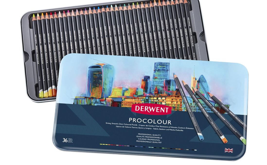 Derwent Procolour Set Matite Colorate con Anima Rotonda da 4 mm e Consistenza Liscia in una Confezione Regalo di Legno, Adatte a Disegnare e Colorare