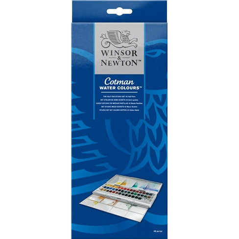 ACQUERELLI COTMAN WINSOR & NEWTON 46 MEZZI GODETS ( COPERCHIO STACCABILE)