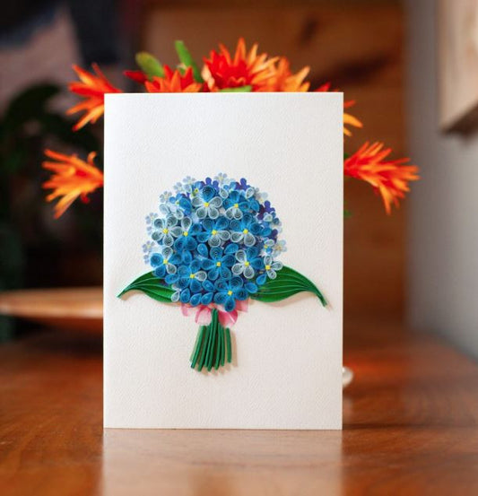 Biglietto Filigrana di carta fiori blu
