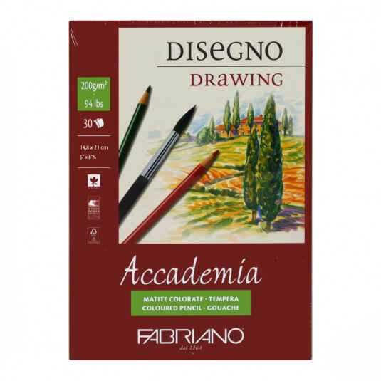 Blocco Disegno Accademia 30 fogli  Grana Naturale 200gr Fabriano