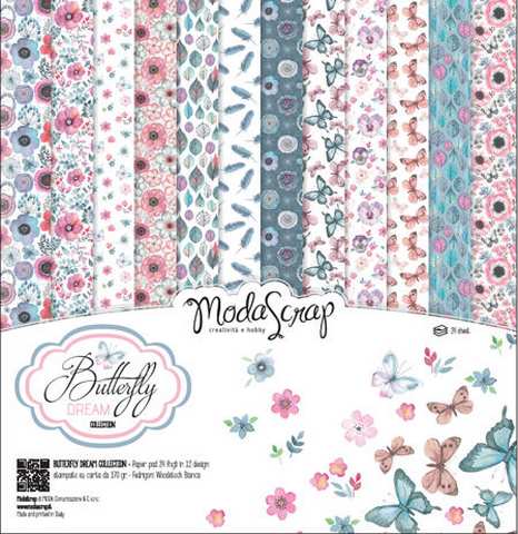Blocco scrap 30x30  CARTA MS BUTTERFLY DREAM 12 fg.