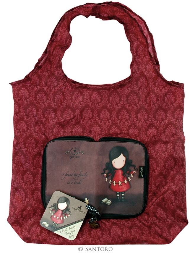Borsa shopper pieghevole Gorjuss Santoro - 308GJ12 - I Found family in a book