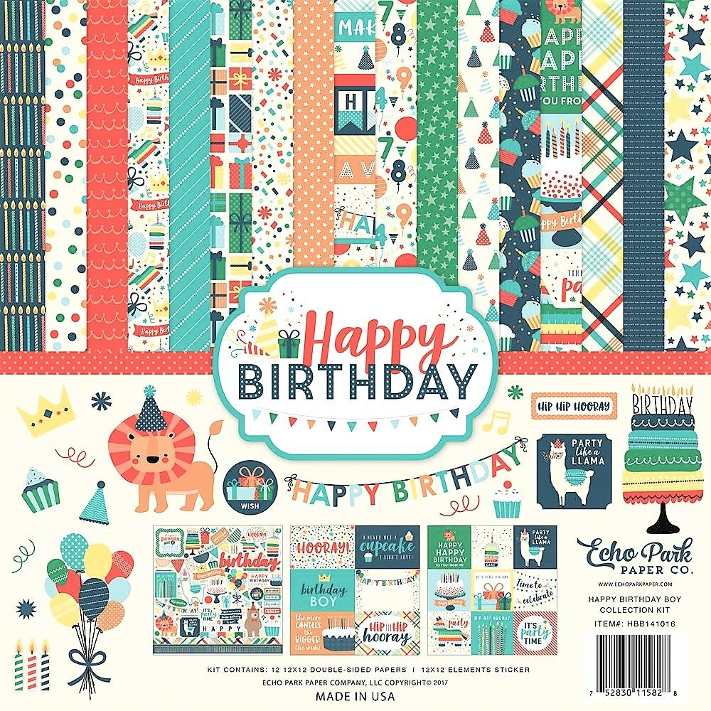 Carta blocco Scrap - Buon compleanno - HBB141016 30x30cm (12"x12")