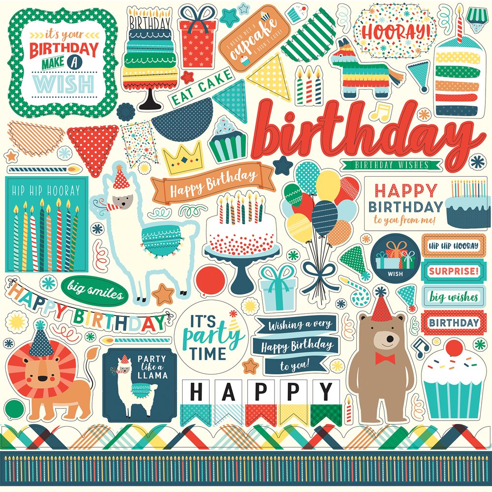 Carta blocco Scrap - Buon compleanno - HBB141016 30x30cm (12"x12")