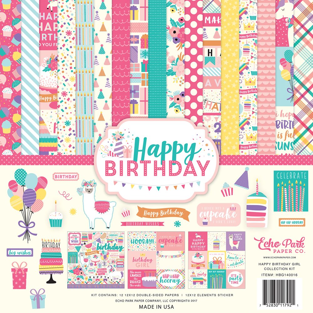 Carta Blocco Scrap - Buon Compleanno Ragazza-HBG140016- 30x30 (12"x 12").