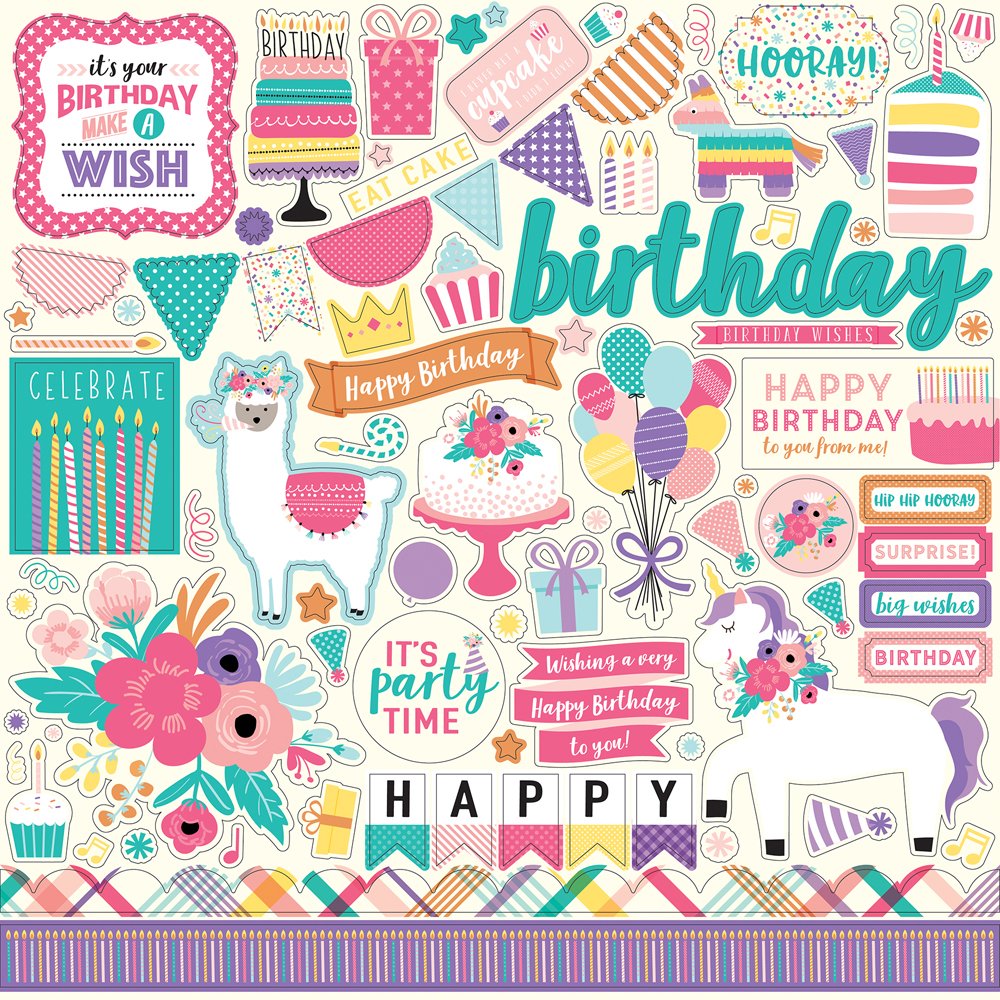 Carta Blocco Scrap - Buon Compleanno Ragazza-HBG140016- 30x30 (12"x 12").