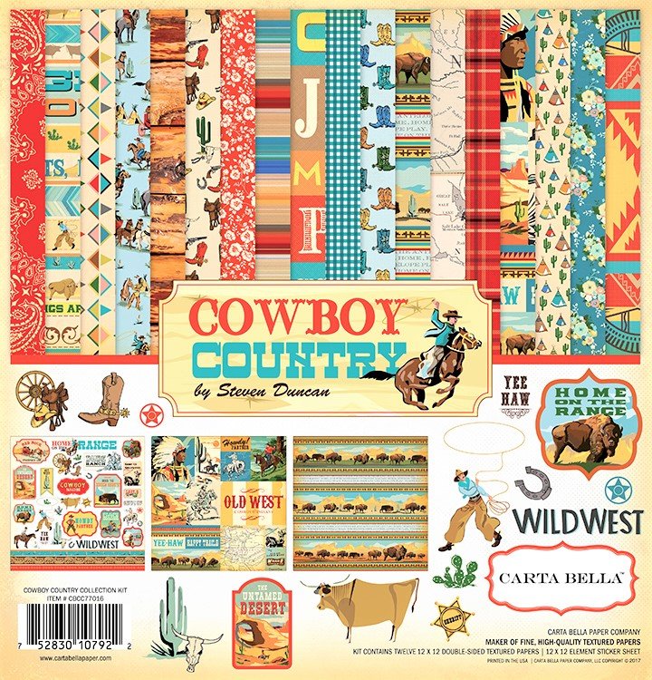 Carta blocco Scrap - Cowboy Country - CBCC77016 30x30cm (12"x12")