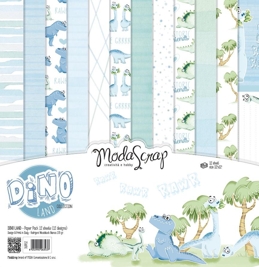 Carta blocco Scrap - Dinosauri- Dino Land DLPP12 30x30cm (12"x 12")
