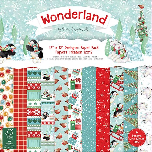 carta blocco Wonderland 30x30- 24 fogli a tema natalizio