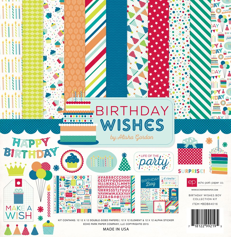 Carta Scrapbooking - Birtday Wishes - BDB84016- 30x30 (12"x 12").