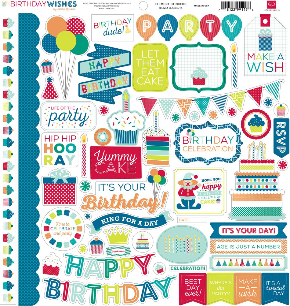 Carta Scrapbooking - Birtday Wishes - BDB84016- 30x30 (12"x 12").