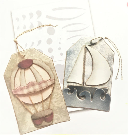 Cartamodello Stencil Creattiva Tag Mongolfiera e Barca CRSTE-021