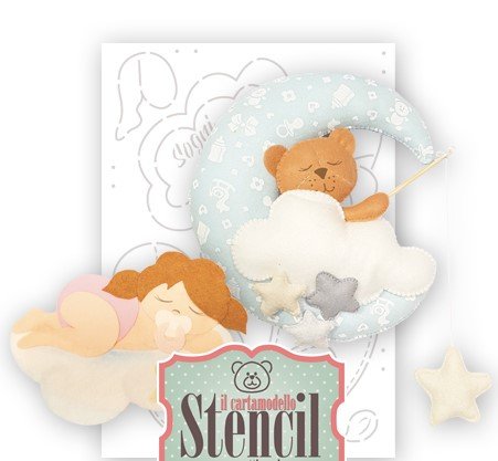 Cartamodello Stencil Creattiva Bimba Sogni d'oro Orsetto  CRSTE02900