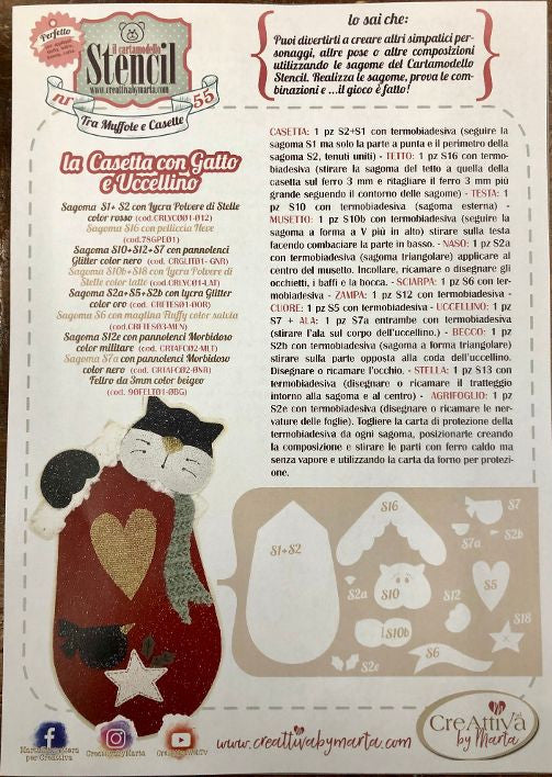 Cartamodello Stencil Creattiva by Marta Tra Muffolle e Casette 55 CRSTE55