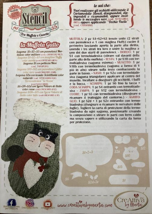 Cartamodello Stencil Creattiva by Marta Tra Muffolle e Casette 55 CRSTE55