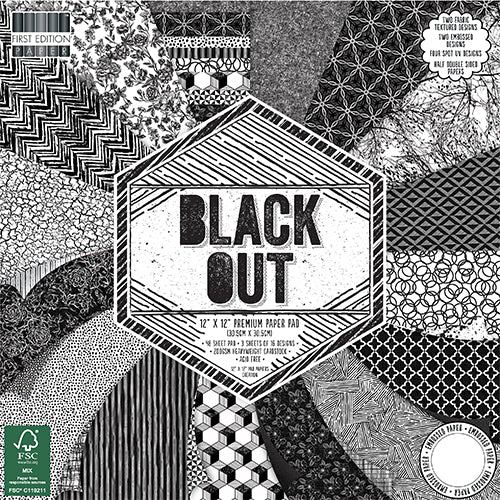 Carte blocco scrap FEPAD140  30 x 30cm Paper Pad Black Out  -Trimcraft