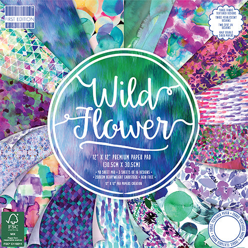 Carte blocco scrap FEPAD146 - Paper Pad Wild Flower   (30 x 30cm) Trimcraft