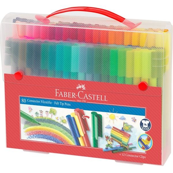 Confezione da 80 pennarelli colorati Connector Faber-Castell 155579