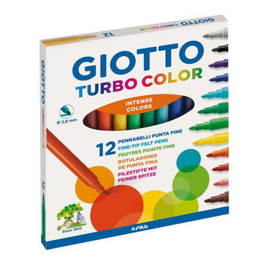 Confezione Pennarelli Punta Fine Turbo Color Giotto 12 pz