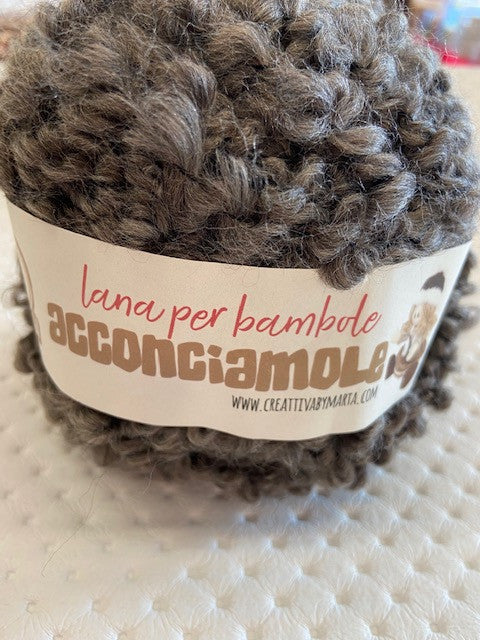 GOMITOLO LANA RICCIA fango 50GR CIRCA 80MT