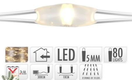 Lucine a cascata 80 LED Luce Calda - 93LUCI07