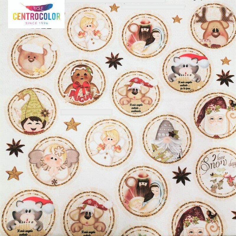 Pannello decorato Sfere Oro Crema 10 cm P-067 Natale