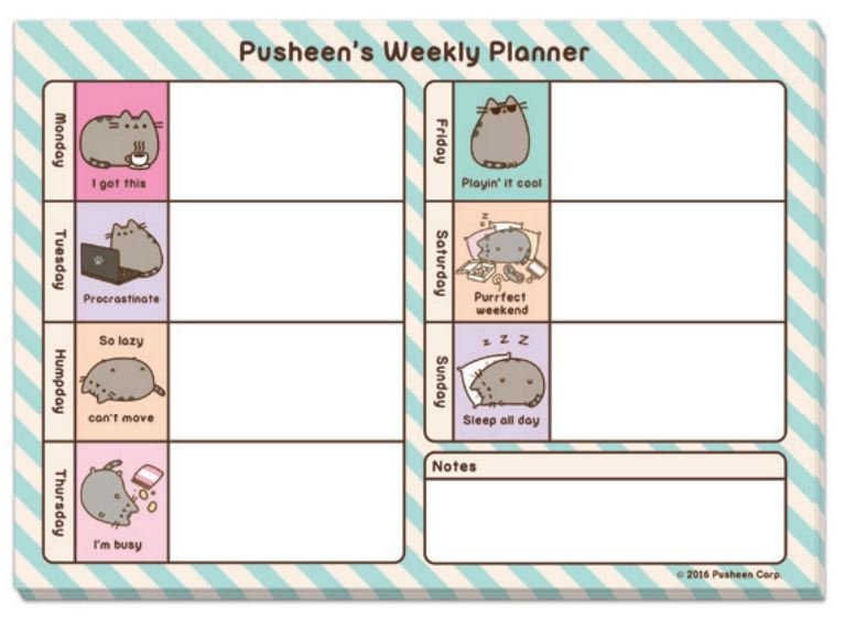 Plan da scrivania Pusheen Weekly Planner PUSH1309