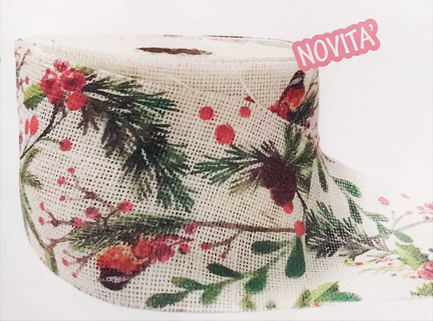 Rotolo in Juta altezza 10cm x 9 metri  Fantasia Natale