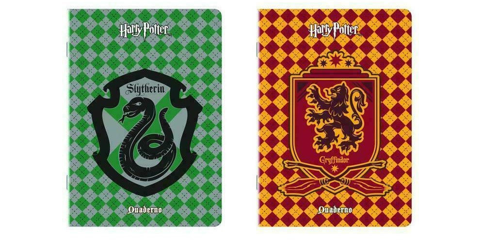 Set 2 Quaderni RIGHE con bordi Harry Potter Grifondoro e Serpeverde