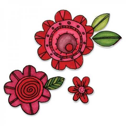 Sizzix Framelits Die Set 10PK w/Stamps – Flowers 659952