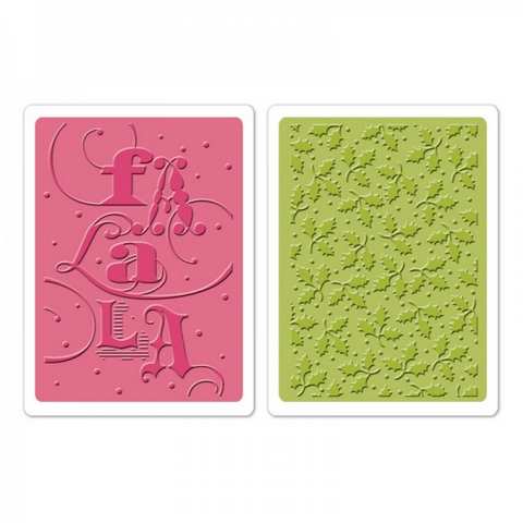Sizzix Textured Impressions Embossing Folders 2PK - Fa La La Se  658751