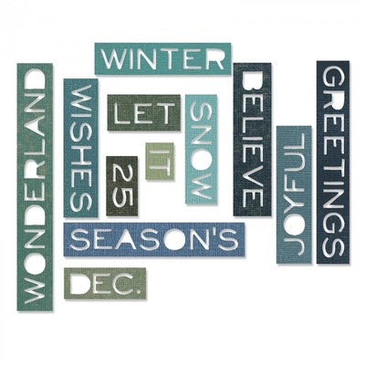 Sizzix Thinlits Die Set 12PK - Holiday Words: ThinItem -661600