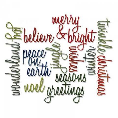 Sizzix Thinlits Die Set 17PK - Holiday Words: Script660058