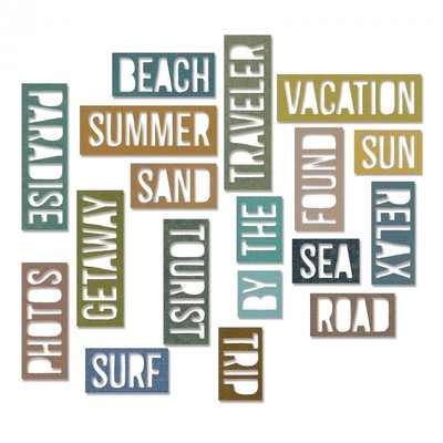 Sizzix Thinlits Die Set 18PK - Vacation Words: BlockItem -661287