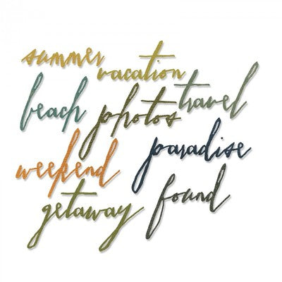 Sizzix Thinlits Die Set 9PK - Handwritten Vacation 661286