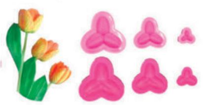 Stampi per moosgummy Petali tulipano x 3  31050 8 cm / 4 cm / 6 cm (circa)