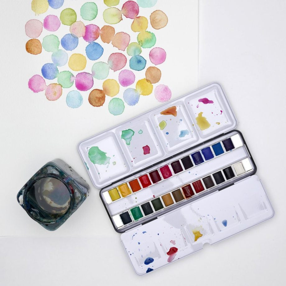 Winsor & Newton Cotman Acquarello confezione di metallo sketchers - 24 mezzi-godet