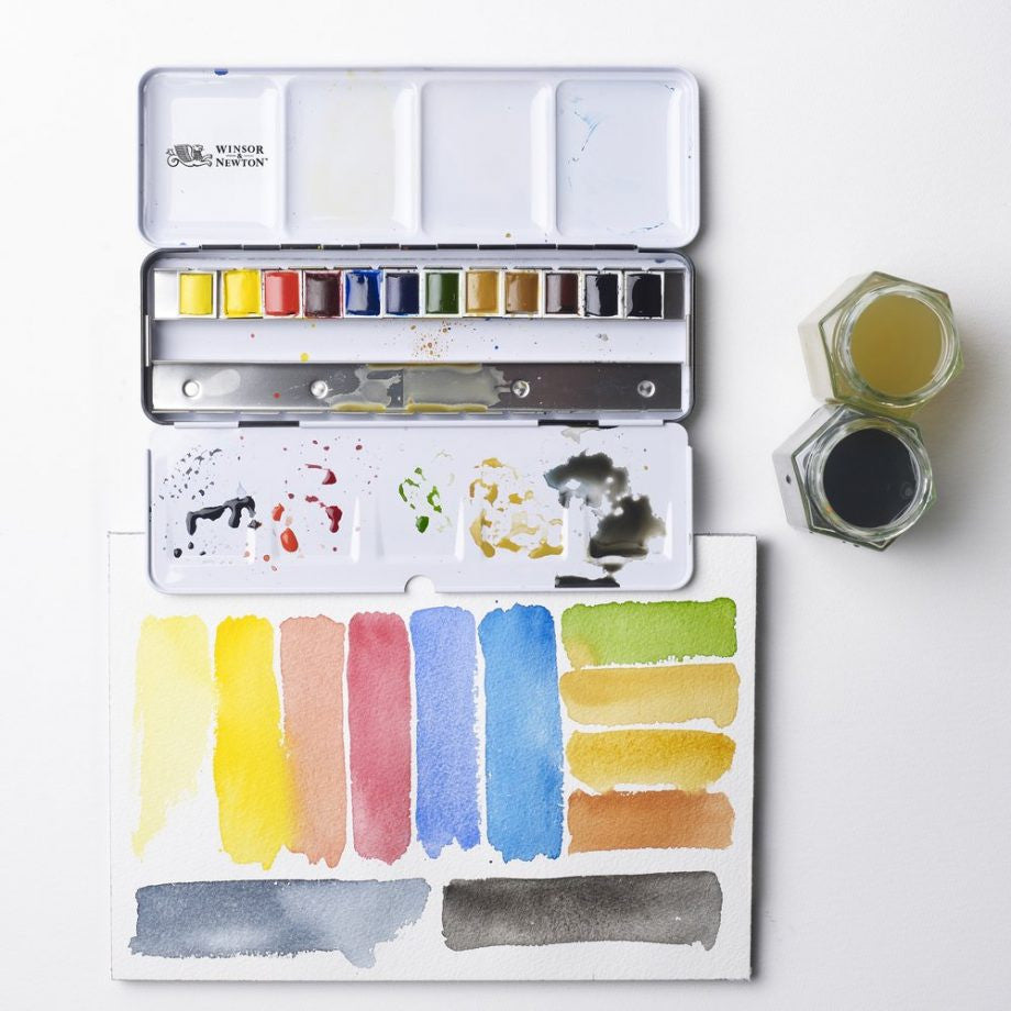 Winsor & Newton Professional Water Colour Customizable Travel Tin - 12 Mezzi Godet (Ex Black Box)