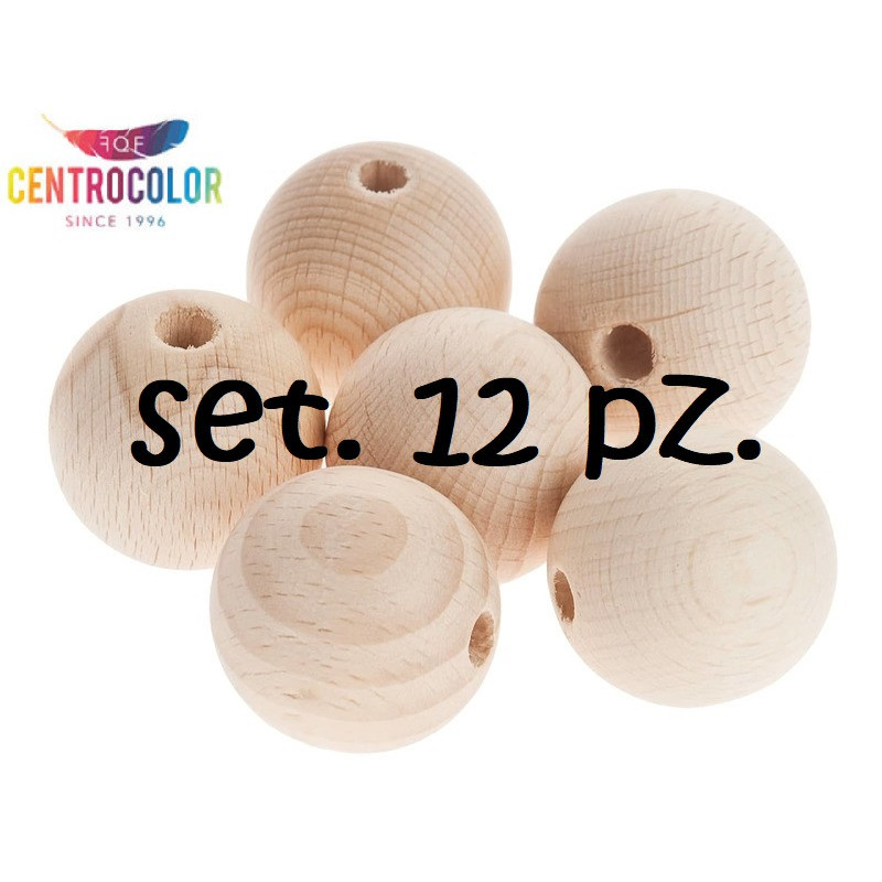 Set 12 palline sfere in legno 4 cm
