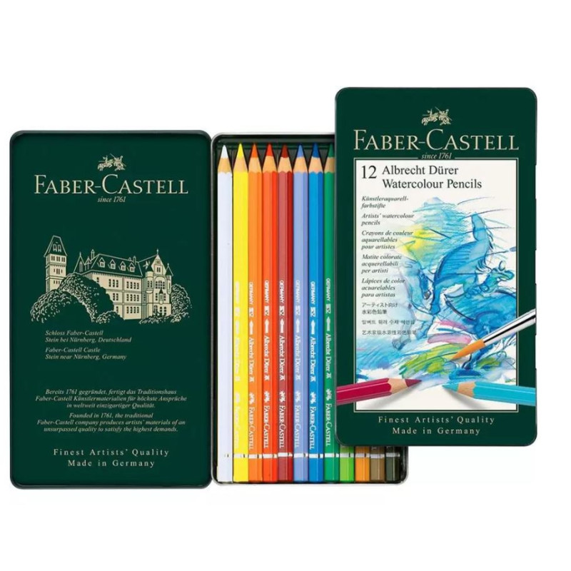 Confezione da 12 colori a matita Acquerellabili Faber-Castel