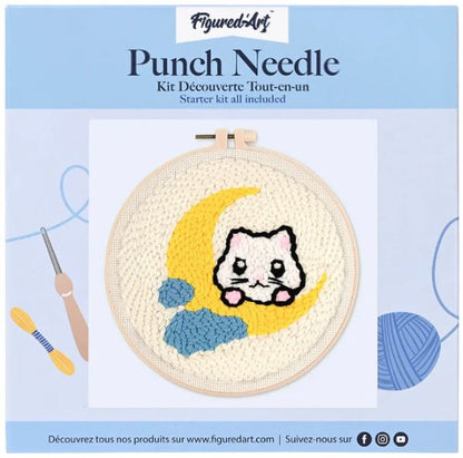Punch needle cat sulla nuvola