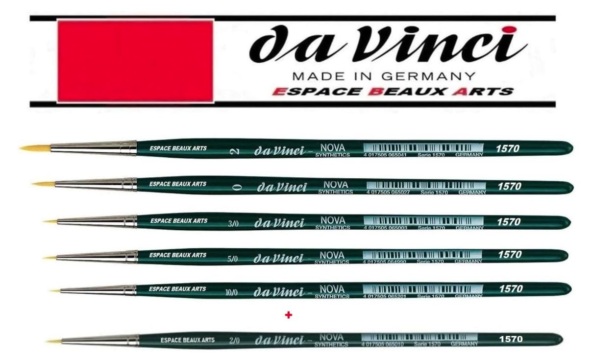 Da Vinci – di qualità Acquerello Set di pennelli Nova Sintetico 1570 Series 10/0, 5/0 ,2/0, 3/0, 0, 2