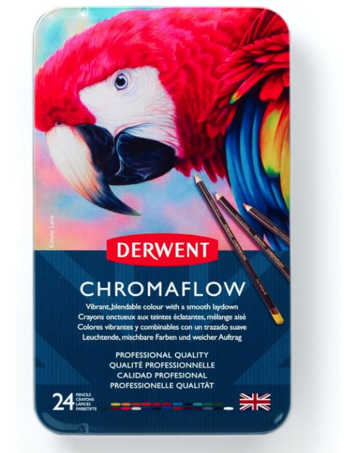 Derwent Chromaflow Set  Matite con Corpo Rotondo da 3,5 mm, Nucleo Cremoso e Sfumabile, Adatto per Disegnare, Colorare e Stratificare