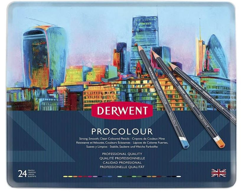 Derwent Procolour Set  Matite Colorate con Anima Rotonda da 4 mm e Consistenza Liscia in una Confezione Regalo di Legno, Adatte a Disegnare e Colorare