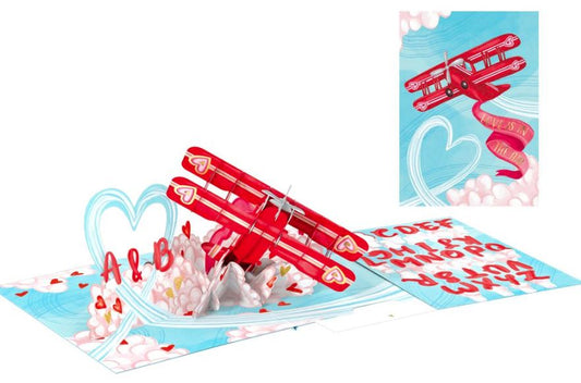 Biglietto KIRIGAMI  Pop Up di Origamo® aereo sposi