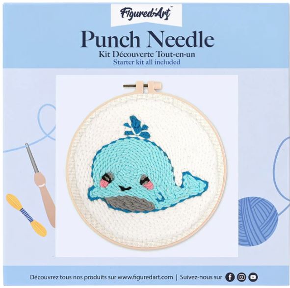 Punch needle balena azzurra