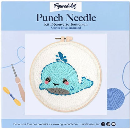 Punch needle balena azzurra