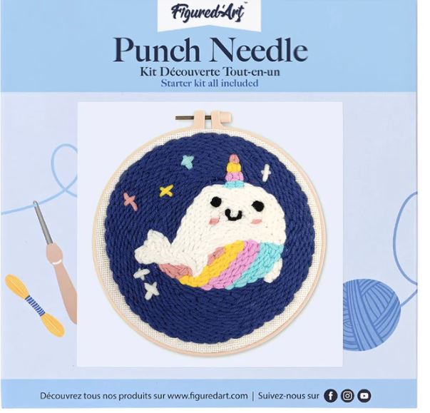Punch needle balena blu