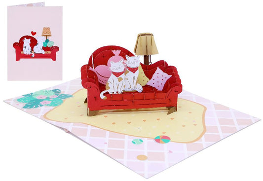 Biglietto KIRIGAMI  Pop Up di Origamo® gattino
