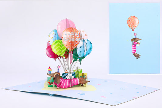 Biglietto KIRIGAMI  Pop Up di Origamo® bassotto